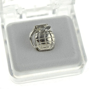 Grillz pour dents en or, forme grenade, pour un seul dentier, sertissage à la française, unisexe, usage quotidien - Product Image 2