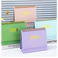 Calendrier de bureau 2026 en carton floral verni, mini-planificateur mensuel motivant en forme de vase, impression offset