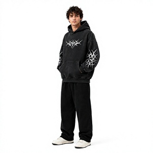 Wholesale Unisex Black Oversized Pullover <b>Hoodie</b> 100% Cotton Fleece Streetwear Breathable Custom Design Factory Supplier - Product Image 1