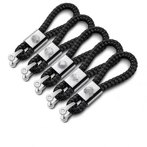 Custom Leather Braided <b>Rope</b> Keychain High Quality Hand-woven PU Leather Pendant with Car Brand LOGO Metal Keychain Wholesale - Product Image 1