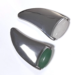 novelty beauty tools Luxury Metal Gua Sha with <b>Jade</b> <b>Roller</b> for Professional Facial Care - Product Image 4