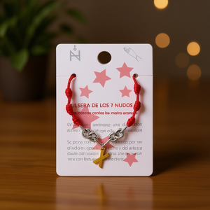 Pulsera X Stainless Steel Seven Knot <b>Bracelet</b> <b>Red</b> String Charm Fashion Jewelry - Product Image 3