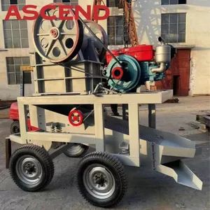 Ascend Mobiele Kaak Crusher Station Crusher Kalksteen Marmer Goud Erts 10-15 Tph Dieselmotor Kaak Crusher Machine
