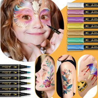 Stylos de peinture corporelle à pointe souple imperméables 12/24 couleurs, effaçables, pour tatouages temporaires, ensemble de marqueurs graffiti DIY pour festivals et fêtes, usage quotidien