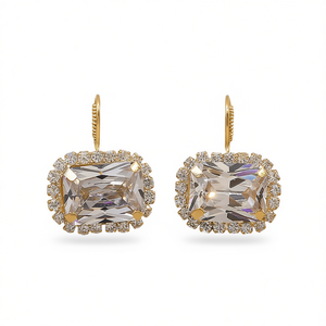 Orecchini Pendenti E1649 in Oro con Cristalli e Strass, Montatura Geometrica, Gioielli di Lusso da Donna per Feste - Product Image 1