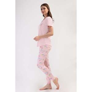 Women's Lyocell Supreme O-Neck Short Sleeve <b>Skirt</b> with Oval Cuff <b>Tights</b> Set Sleepwear - Product Image 1