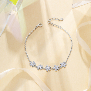 Pulsera <span class=keywords><strong>de</strong></span> flores <span class=keywords><strong>de</strong></span> Zirconia cúbica <span class=keywords><strong>de</strong></span> Plata <span class=keywords><strong>de</strong></span> Ley 925, pulsera tobillera <span class=keywords><strong>de</strong></span> cadena <span class=keywords><strong>de</strong></span> margaritas delicada chapada en rodio para mujer - Product Image 4