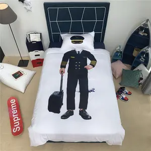 Juego de edredón personalizado de algodón con dibujos animados para niños, ropa de cama, funda de edredón, Sábana 3D divertida