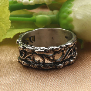 European American Style <b>Titanium</b> Steel Hollow <b>Ring</b> Plant Pattern Retro Silver Unisex Fashion Jewelry Gift - Product Image 3