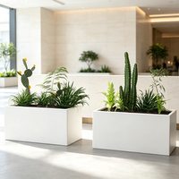 Bac à plantes rectangulaire haut et large en acier inoxydable, style Art déco, pour extérieur, mobilier urbain autoportant