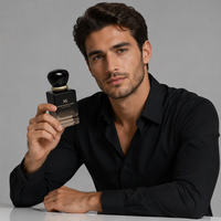 Flacon de parfum carré vide en verre 50ml 100ml, vaporisateur dégradé noir avec boîte et collier doré cannelé, logo personnalisé