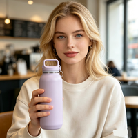 Bouteille d'eau isotherme en acier inoxydable 900 ml avec logo personnalisé, double paroi sous vide, couvercle à paille pour adultes, idéale pour la gym et le sport
