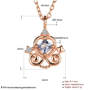 ML90 + JL06 Di Natale 925 Sterling Silver Blu Zircone Cinderella Carriage Pendente Della Collana e Anello del fumetto insieme dei monili per la ragazza - Product Image 6