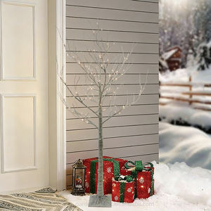 Outdoor Holiday <b>Christmas</b> <b>Decoration</b> Light up IP44 Plastic Artificial 6FT <b>White</b> Birch Twig Tree for Home Hotel Garden Yard Party - Product Image 6