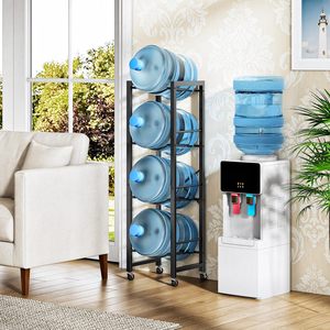 Soporte para Garrafa de Agua de 5 Galones, Estante de Almacenamiento de Botellas de Agua de 4 Niveles <span class=keywords><strong>con</strong></span> <span class=keywords><strong>Ruedas</strong></span> Bloqueables, Novedad de Marzo para el Festival Comercial - Product Image 2