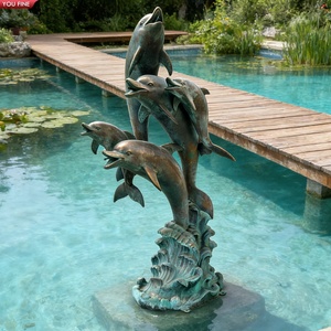 YOUFINE Bronzen Dolfijnfonteinbeeld Springende Dolfijn Zwembad Waterpartij voor Strandhotel en Resort Decoratie - Product Image 6