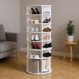 Db Modern Tour de rangement rotative pour chaussures à 7 niveaux, autoportante, avec design d'organisateur de base surélevée - Product Image 2