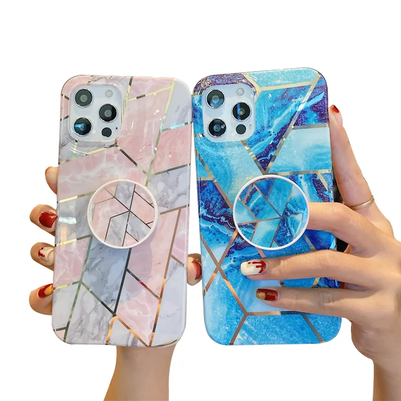 Shockproof Marble Mobile Phone Cover With Bracket Custom For Iphone 13 12 11 Pro Max Series Cell Phone Cases