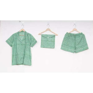 Nouvel Arrivage Ensemble de Pyjama Court Décontracté en Satin 100% Coton Imprimé à la Main, Respirant, à Taille Élastique, Fabrication Indienne, Exportation - Product Image 1