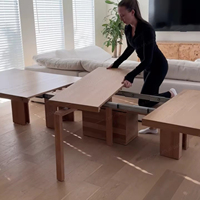 Mesa de Juegos Rectangular Multifuncional de Madera Maciza Moderna de 1 a 3 m, Mesa de Comedor Extensible de Varios Tamaños para Uso en el Hogar y Hoteles