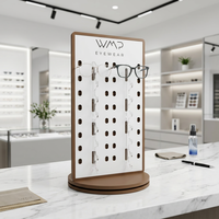 Présentoir de Comptoir Rotatif en Acrylique et Bois pour Lunettes de Soleil et de Vue avec Miroirs – Idéal pour Magasins et Boutiques – Modèle Classique