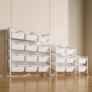 Estante de Almacenamiento de Juguetes de Plástico para Niños, Estante de Piso para Sala de Estar, Estante para Refrigerios de Gran Capacidad, Carrito Pequeño, Estantería para Libros de Bebés de Cuatro Niveles - Product Image 1