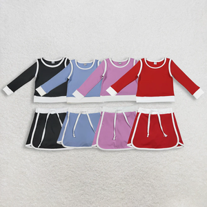 Vente en gros de chemises à manches longues de yoga de couleur unie pour bébé fille, ensemble de vêtements de sport pour enfants, filles, tout-petits, ensembles de vêtements de sport pour enfants - Product Image 1