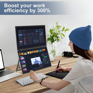 Moniteur portable double InnoView 15,6 <span class=keywords><strong>pouces</strong></span> 315 °   Ajustement de l'écran |   Moniteur double écran USB-C pour ordinateur portable, Mac, Windows - Product Image 6