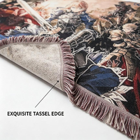 Manta Decorativa de Jacquard Personalizada al por Mayor con Diseño de Caballero de Anime, de Poliéster y Algodón, para Sofá Seccional, Decoración de Pared del Hogar, con Borde de Borlas