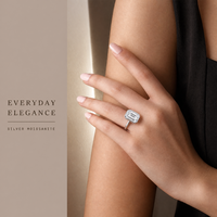 Bague en Moissanite Argentée Taille Émeraude Sertie Clos Géométrique Solitaire Bijoux de Mariage et de Fiançailles pour Femme Vente en Gros Cadeau