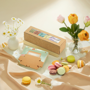 Tùy Chỉnh Nâu Macaron Hộp Với Lá Vàng Dập Nổi In Ấn Tái Chế Vật Liệu Cho Nhà DIY Baking Gói 6-10 <span class=keywords><strong>Macarons</strong></span> - Product Image 5