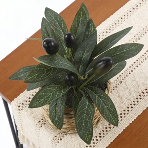 Plantes artificielles d'intérieur, <span class=keywords><strong>fausse</strong></span> olive en pot de <span class=keywords><strong>paille</strong></span>, centre de table pour étagère, décoration de maison et de bureau - Product Image 6