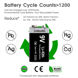 Ce חדש מוסמך 9v <span class=keywords><strong>1100mah</strong></span> ליתיום חבילה טעינה מהירה משלוח מהיר - Product Image 5