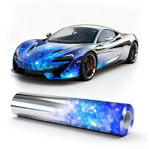 Pellicola Decorativa Pubblicitaria in TPU Effetto Cielo Stellato Elettroplaccato Serie Specchio 1.52*19m, Pellicola Blu per Graffiti Automobilistici - Product Image 1