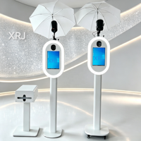 Kiosque d'impression photo instantanée Xingruijia, design métallique elliptique, écran tactile 14 pouces, compatible DSLR et smartphones, roulettes mobiles
