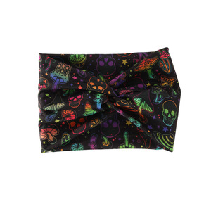 Bandeaux de sport pour femmes en tissu imprimé rétro, larges et élastiques, pour les fêtes d'Halloween, motif tête de mort Ghost Face - Product Image 4