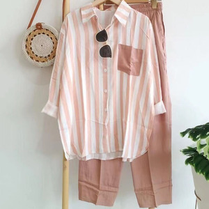 Set Due Pezzi <span class=keywords><strong>a</strong></span> <span class=keywords><strong>Righe</strong></span> da Donna, Taglie S-5XL, Moda Primavera e Autunno, con Cardigan <span class=keywords><strong>a</strong></span> Maniche Lunghe e <span class=keywords><strong>Pantaloni</strong></span> Casual - Product Image 3