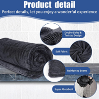 Serviette de séchage pour voiture en microfibre double couche torsadée, gris, 1600 g/m², 70x90 cm et 60x90 cm, 70/30 polyester/polyamide – Offre Spéciale