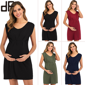 2024 nuovo abbigliamento europeo da donna estate vestiti incinta Polyblend semplici senza maniche <span class=keywords><strong>nero</strong></span> Mini abiti Casual da donna <span class=keywords><strong>premaman</strong></span> - Product Image 6