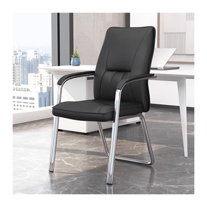 Ghế tiếp khách văn phòng da PU đen có tay vịn cố định - Ghế hội nghị hiện đại cho văn phòng/phòng họp - Product Image 2