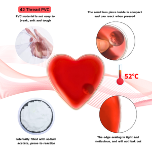 Factory Direct Wholesale Customizable Logo Reusable 11x10cm Heart Shape Click <b>Heat</b> <b>Pack</b> Magic Gel Pad with CE Certification - Product Image 4
