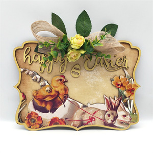 Conjunto de Decoração Festiva de Páscoa para Casa com Tema de Coelho e Pintinho, Decoração Vintage de Páscoa com Ornamentos de Coelho de Madeira - Product Image 5