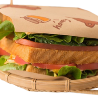 Sac en papier triangulaire personnalisé, imprimé, à double ouverture, résistant à l'huile et à la graisse, pour pain, gaufres, hamburgers, sandwichs, beignets