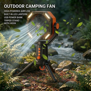 Ventilador de Camping Recargable de 12000mAh con Luz LED, Ventilador Portátil <span class=keywords><strong>para</strong></span> Exteriores con Doble Motor, Control Remoto y Banco de Energía, 90 °   Oscilación - Product Image 1