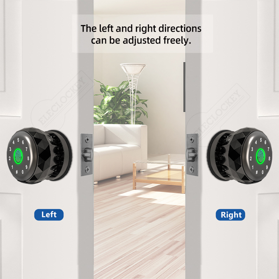 Tuya TTLock Aluminum Alloy Smart Door Knob Ball Lock Biometric Fingerprint Rfid Card Password with Key Entry Interior Door Lock · image 4