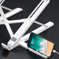 Support d'ordinateur portable pliable 2 en 1 Qidian Plastic, support de tablette de bureau, support d'ordinateur portable réglable avec support de téléphone portable