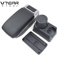 Vtear Boîte de rangement élégante en ABS et cuir PU pour accoudoir avant de voiture avec porte-gobelet USB, accessoires intérieurs pour Renault Duster 2010-2018