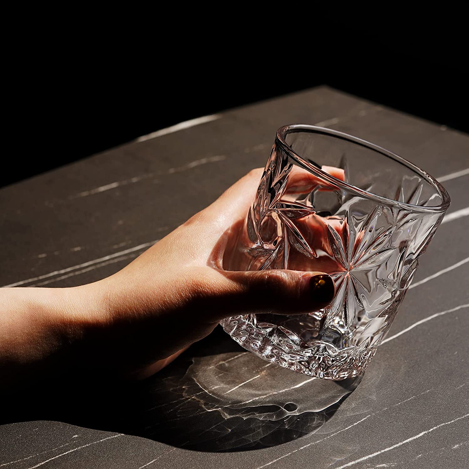 Whiskey Rocks Glasses Old Fashioned - 10 Ounce Gift Set of 4, Handblown Crystal Whisky Tumbler