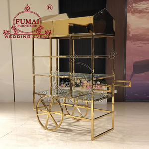 Carrito de dulces metálico dorado FUMAI FURNITURE con ruedas para eventos de boda, decoración de lujo - Product Image 2