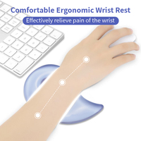Tapis de bureau ergonomique en gel, tapis de souris dessin animé avec repose-poignet en gel Magatama, pour PC de jeu, ordinateur portable, bleu transparent, antidérapant, pour la maison et le bureau
